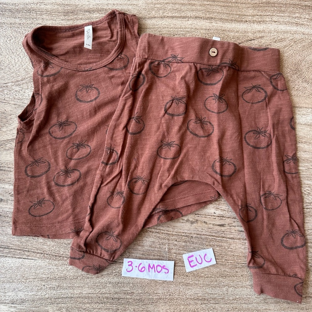 Rylee + Cru 3/6mos tomatoes pants with shirt set - EUC